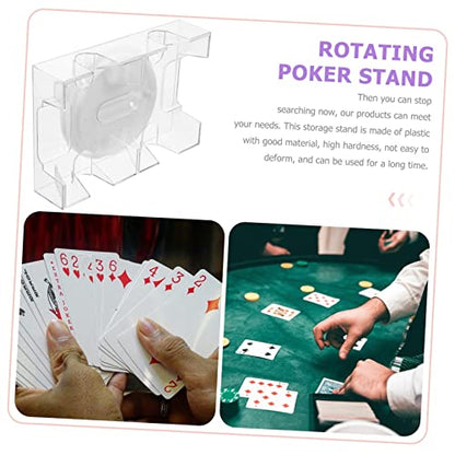 Dual Deck Plastic Card Holder Tray Rotating Card Storage for Adults and Compact Design for Home Games