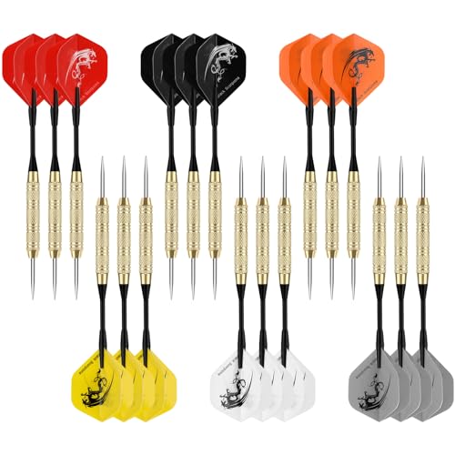 Accmor 18 Pack Steel Tip Darts, Metal Tip Dart Set, Darts Metal Tip Set, Metal Darts for Dartboard - style: 20G Darts