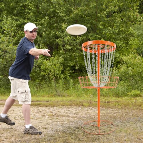 Disc Golf Basket with 24 Heavy Duty Chains,Portable Disc Golf Target Practice Goal with Ground Stake,Disc Golf Training Basket for Parks Backyard Outdoor, Golf Courses