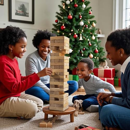 Wooden Tumble Tower Game Yard Outdoor Games for Family Toppling Block Stacking Game (Big-1.48FT)