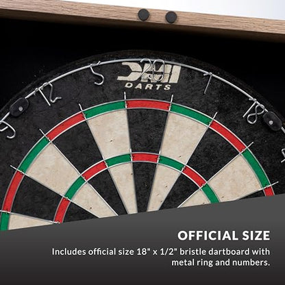 DMI Sports Dublin Bristle Dartboard Cabinet Set - style: Rustic Tan Finish