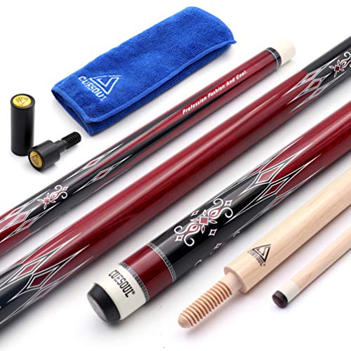 CUESOUL 3 Cushion Carom Billiard Cue Red 56inch Weight 18oz,Wooden Joint System - color: K-Gentle
