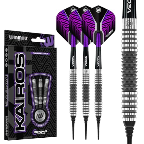 Winmau Darts Callisto Series 90% Professional Tungsten Soft Tip Darts Set with Dart Flights and Dart Shafts (Stems) - Available in 18g Weight and Three Styles - size: 18G, style: Kairos 1
