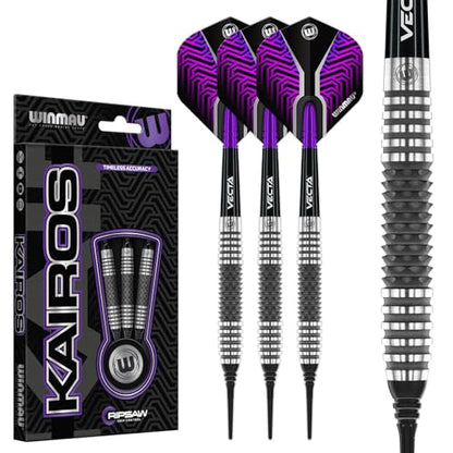 Winmau Darts Callisto Series 90% Professional Tungsten Soft Tip Darts Set with Dart Flights and Dart Shafts (Stems) - Available in 18g Weight and Three Styles - size: 18G, style: Kairos 1