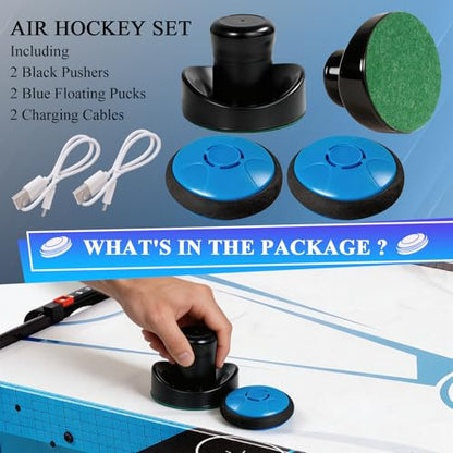 Air Hockey Pushers and Air Hockey Pucks, Indoor Games Goal Handles Paddles Replacement Accessories Set for Game Tables Equipment - color: Rechargeable Black-blue