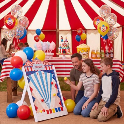 Fulmoon Large Disk Drop Game with 10 Disks and 60 Balloons Fun Carnival Game Circus Theme Party Games 30 x 18 Inch Acrylic Family Board Games for Carnival Decorations Birthday Supplies Activities