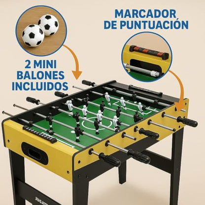 Full Size Professional Foosball Table - With 2 Mini Balls - Score Marker - For Adults, Boys & Girls Ages 3+ - Wooden Soccer Game Table - Solid & Sturdy