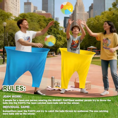Granny Pants Yard Game, Granny Pants Outdoor Party Game Granny Pants Outdoor Game with Bouncy Balls and Pump Fun Family Reunion & Adult Yard Games for Groups - color: 4 Green+red+Blue+Yellow