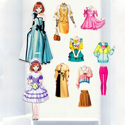 Magnetic Dress Up Paper Doll,Magnet Princess Dress Up Dolls for Girls Ages 4-7 Kids,Travel Activities Road Trip Car Ride Interactive Learning Created Imagine Set Birthday Gift - color: D Set