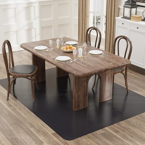 5'×7' Black Floor Mat for Under Dining Room Table, No Scratch Durable Plastic Area Rug for Kitchen, Waterproof Easy Flat Floor Protector for High Traffic Area - color: Black, size: 5' x 7' (Rectangular)