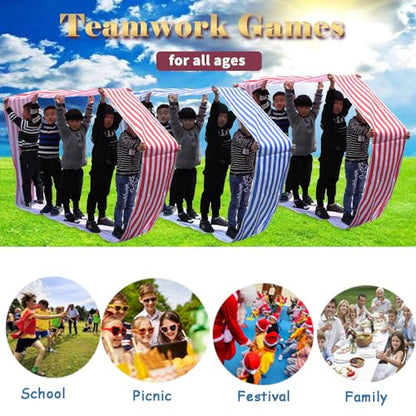 Team Building Activity Mat - Circular Mat for Teenagers Adults Relay Race, Kids Elementary School Field Day Group Teamwork Games, Church Rally, Gym Class Exercise, Family Reunion Fun - color: red-blue