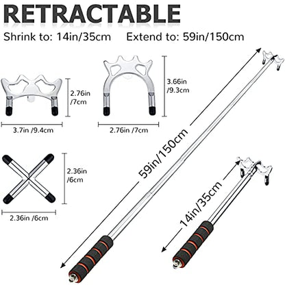 Skylety Retractable Billiards Cue Snooker Pool Bridge Stick with 3 Pieces Removable Bridge Head, Snooker Set Billiards Pool Cue Accessory for Pool Table - color: Silver