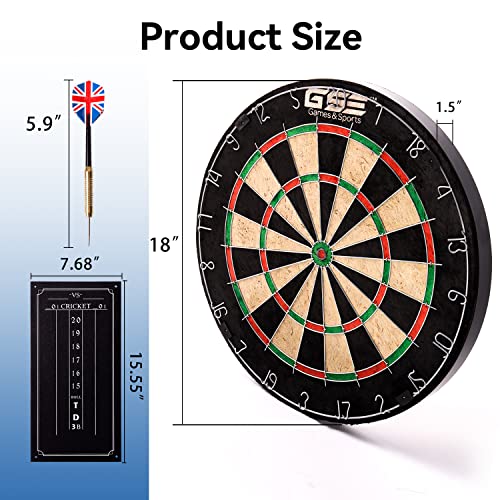GSE Games & Sports Expert 18" Regulation Size Steel Tip Dartboard Game Set. Excellent Bristle/Sisal, Paper Baseball, Bullseye, Dart Board Game Set (Several Styles Available) - style: Pro Bristle Dartboard with Scoreboard