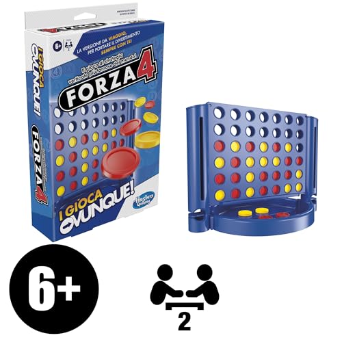 Hasbro Gaming Forza 4, I Play Anywhere, Portable Game, Travel Board Games for Children and Girls Ages 6 and up, Vertical Strategy Toy for 2 Players