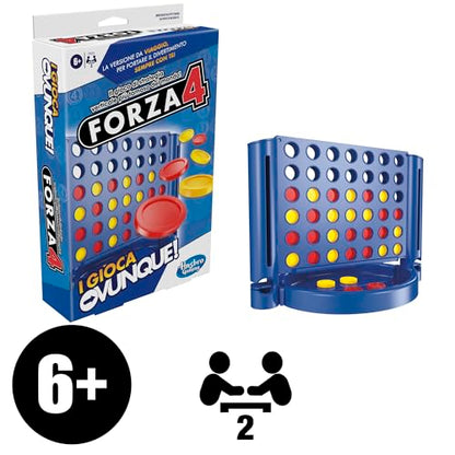 Hasbro Gaming Forza 4, I Play Anywhere, Portable Game, Travel Board Games for Children and Girls Ages 6 and up, Vertical Strategy Toy for 2 Players