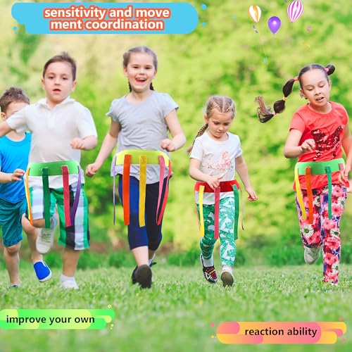12 Pcs Catch Tail Game Belt Field Games Carnival Yard Games for Kids Adults Field Day Camping Family Birthday Outdoor Activities