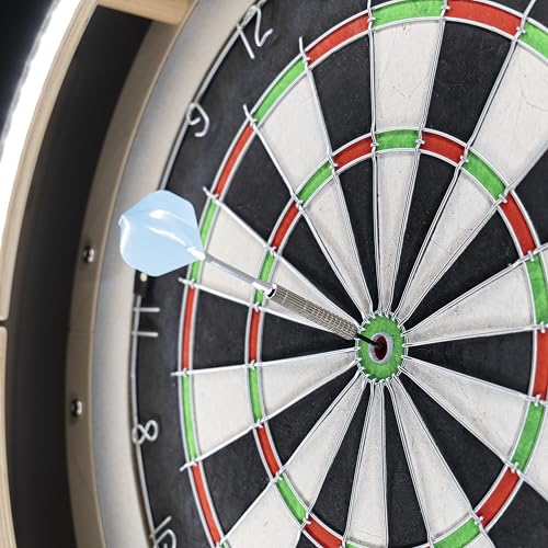 Dart Board Cabinet Set with LED Light; Bristle Dartboard, Built in LED Light, Darts and Chalkboards - color: Black (Cabinet Only)