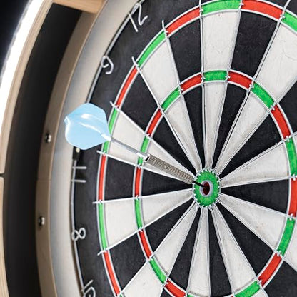 Dart Board Cabinet Set with LED Light; Bristle Dartboard, Built in LED Light, Darts and Chalkboards - color: Black (Cabinet Only)