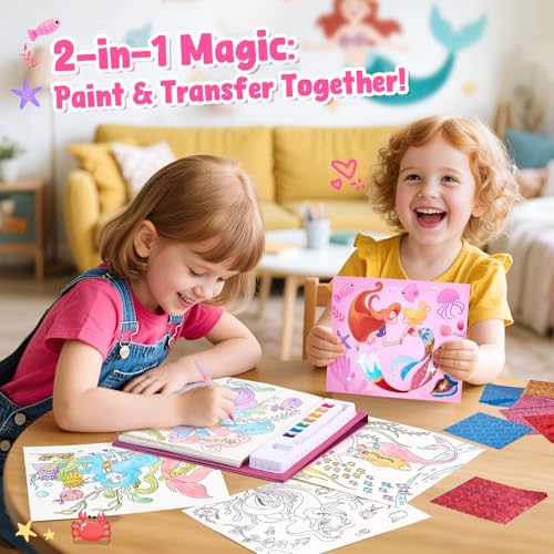 JoyCat Paint with Water Coloring Books, Art & Craft Activity, No Mess Art for Kids Ages 4-8, Craft Kits & Supplies, DIY Creative Activity, Gifts for Girls & Boys (Ocean Princess) - style: Ocean Princess