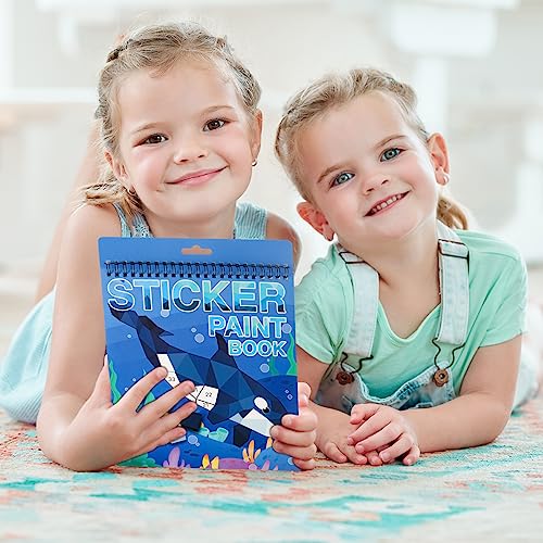 Ocean Paint by Sticker Crafts for Kids Ages 4-8 Sticker by Number Book for Boys and Girls Birthday Gifts Party Favor, Travel Toys for Toddlers for Learning - style: Ocean