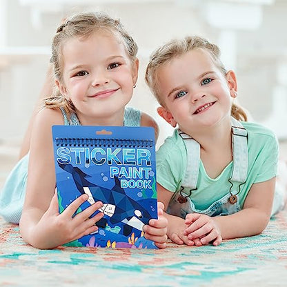 Ocean Paint by Sticker Crafts for Kids Ages 4-8 Sticker by Number Book for Boys and Girls Birthday Gifts Party Favor, Travel Toys for Toddlers for Learning - style: Ocean
