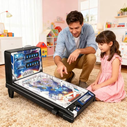 Electronic Arcade Pinball Light & Sounds Mini Table Pinball Machine Compact Portable Desktop Game Set Battery-Operated for All Ages Family Fun - size: 27*42*24.5cm