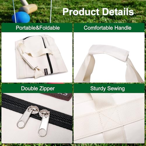 39" Croquet Set Carrying Bag for Storage,Travel Sports Duffel Croquet Mallet Storage Goalball Bat Organizer for Holding 6-8 Players Set, Croquet Stick Tote, Ideas (Bag Only) - size: 39inch