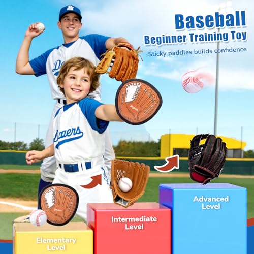 JoyCat Toss and Catch Ball Game, 2 Adult & 2 Kids Paddles Sticky Ball Set, Family Outdoor Catch Game for Beach, Backyard & Pool, Birthday Gifts for Boys Girls Ages 3+ (2 Paddles 2 Balls (Brown)) - style: 2 Paddles 2 Balls (Brown)