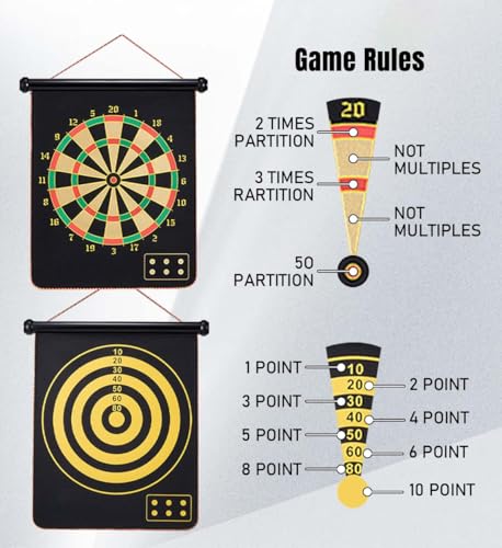 Magnetic Dart Board Outdoor Games for Kids 8-12, Teen Boys Gift Ideas for Birthday, Cool Toys for Teenage Activities Age 6 7 8 9 10 11 12 13 14 15 16 Years - style: Gift Box