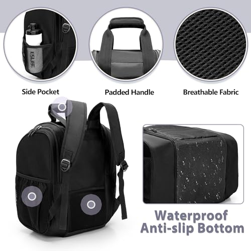 DSLEAF Bowling Ball Backpack With Side Shoe Pocket for US Mens 16, Large Capacity Bag for 1 Ball and Shoes