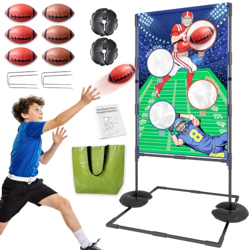 Inflatable Football Toss Game Set,Includes 6 Footballs,Indoor/Outdoor