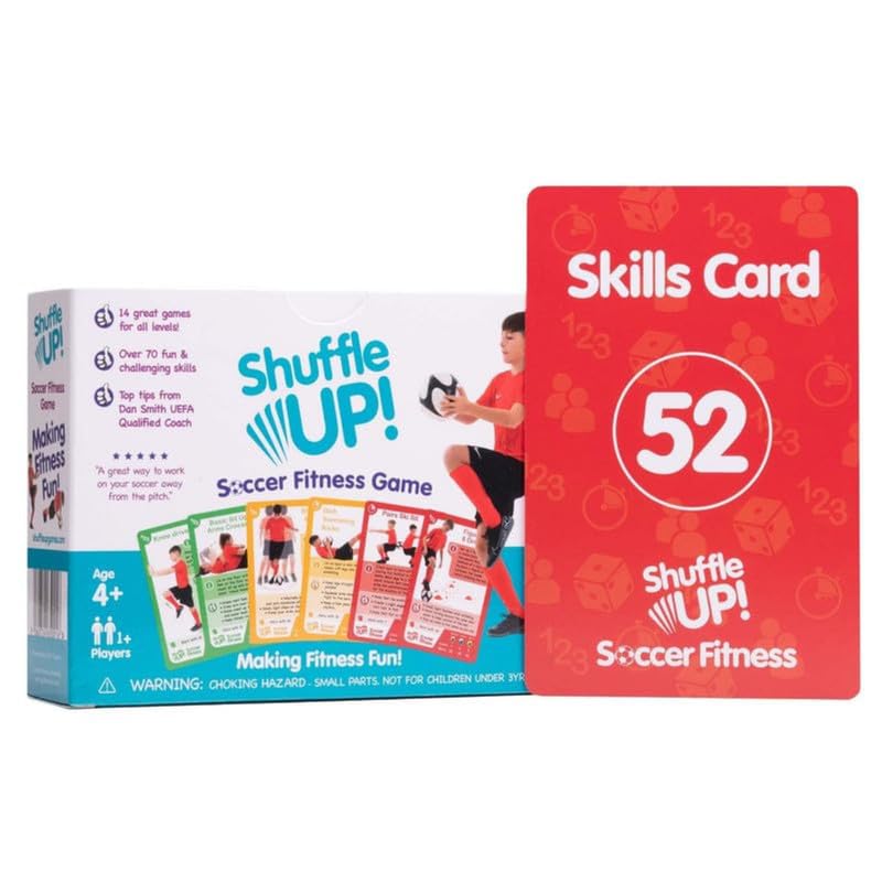 Shuffle Up Soccer Card Games - 70+ Skills Cards, Soccer Gifts for Boys and Girls 7-12 Years Old, Teen and Kids Indoor Training Equipment, Outdoor Backyard Game, Practice Toys, Stamina and Strength