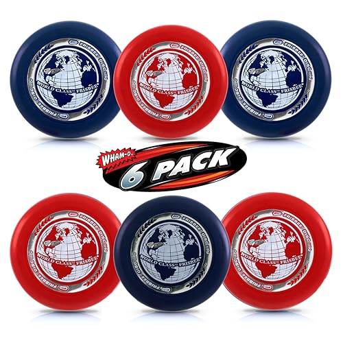 Whamo-O Frisbee - World Class Frisbee - 9.25" Sport Flying Disc 119G - Lightweight - Durable Flying Disc Toys for School, Game Prizes, Party, Indoor & Outdoor Game - style: 6 PACK ( RED + BLUE )