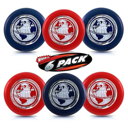 Whamo-O Frisbee - World Class Frisbee - 9.25" Sport Flying Disc 119G - Lightweight - Durable Flying Disc Toys for School, Game Prizes, Party, Indoor & Outdoor Game - style: 6 PACK ( RED + BLUE )