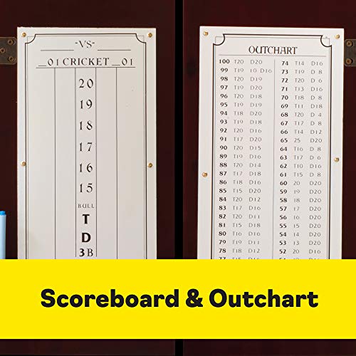 Viper Hudson Solid Wood Cabinet for Sisal/Bristle Steel Tip Dartboard with Dry Erase Scoreboard and Out-Chart, Mahogany Finish