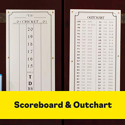 Viper Hudson Solid Wood Cabinet for Sisal/Bristle Steel Tip Dartboard with Dry Erase Scoreboard and Out-Chart, Mahogany Finish