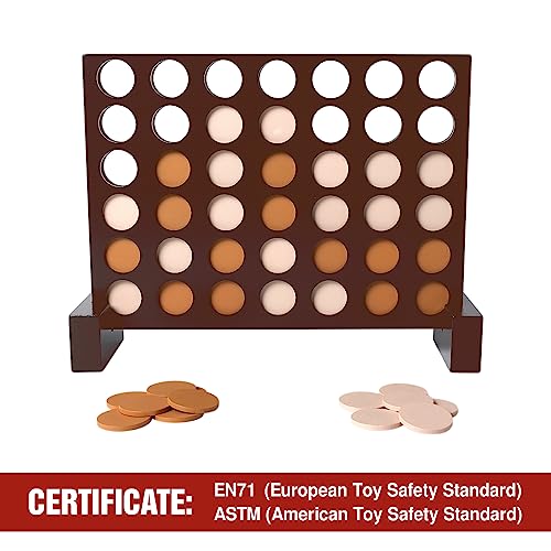 GOTHINK Wooden Four in a Row Game, Classic Strategy Game for Kids and Adults, Perfect for Family Picnics, Camping, Great Travel Game - color: Wooden Standard Four in a Row Game
