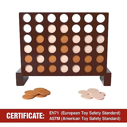 GOTHINK Wooden Four in a Row Game, Classic Strategy Game for Kids and Adults, Perfect for Family Picnics, Camping, Great Travel Game - color: Wooden Standard Four in a Row Game