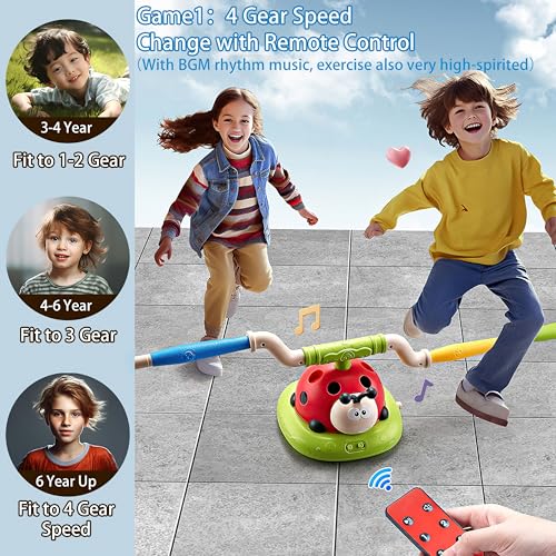 3 in 1 Musical Jump, Toss Ring Game and Stomping Launch Rocket Launcher for Kids Outdoor Toys with Remote Control, Indoor Outside Toy for Kids Ages 4-8 Toys for Ages 5-7 8-13 Birthday Gifts