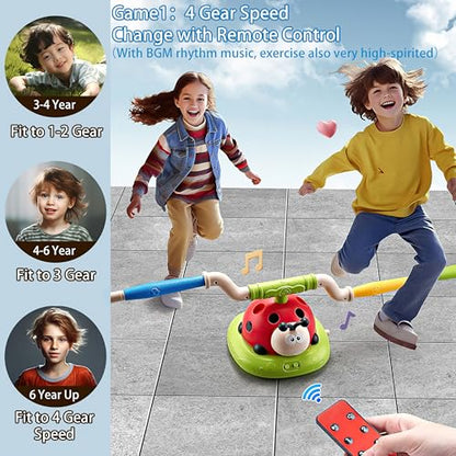 3 in 1 Musical Jump, Toss Ring Game and Stomping Launch Rocket Launcher for Kids Outdoor Toys with Remote Control, Indoor Outside Toy for Kids Ages 4-8 Toys for Ages 5-7 8-13 Birthday Gifts