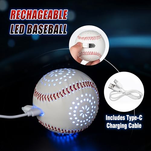 LED Rechargeable Baseball with 9 Lighting Modes Glow in The Dark Baseballs, Baseball Gifts for Boys 6 7 8 9 10 11 12 Years Old Sport Games for Kids Indoor Outdoor Toys for Kids