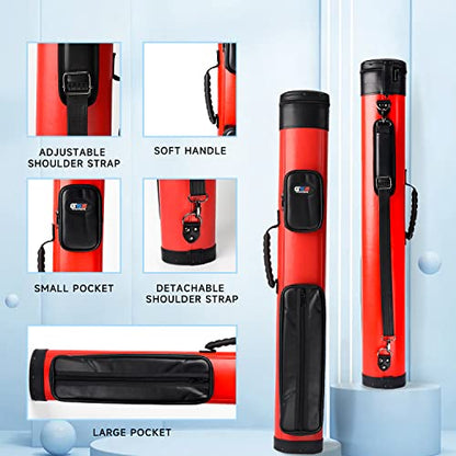 GSE Games & Sports Expert 2x2 Deluxe Hard Billiard Pool Cue Stick Carrying Case, Billiard Cue Case, Billiards Accessories (Several Colors Available) - color: Deluxe Oval - Red/Black