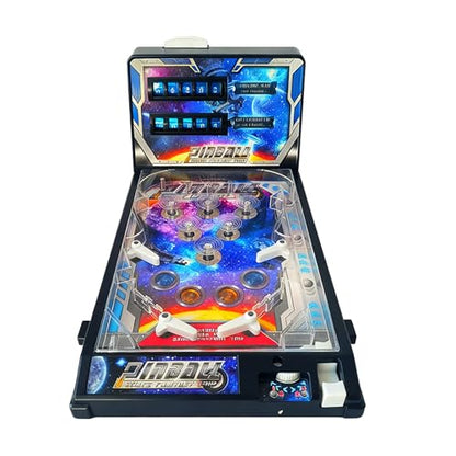 Electronic Tabletop Pinball Game, Retro Arcade Pinball Machine with Lights Sounds and Scoreboard, Portable Desktop Ball Shooting Toy for Kids