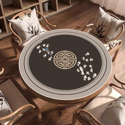 Round Mahjong Mat Silent and Noise Reduction Mahjong Tablecloth with Rubber Backing Large Play Mat for Poker, Card, Board, Tile Games(Coffee,80cm/31.49in) - color: Coffee, size: 80cm/31.49in
