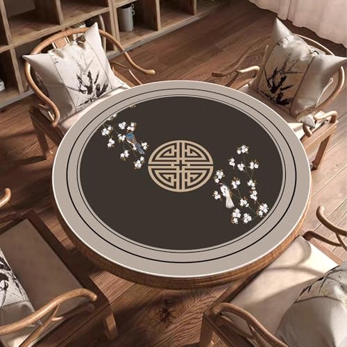 Round Mahjong Mat Silent and Noise Reduction Mahjong Tablecloth with Rubber Backing Large Play Mat for Poker, Card, Board, Tile Games(Coffee,70cm/27.55in) - color: Coffee, size: 70cm/27.55in