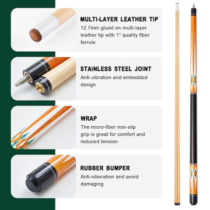 Liliful Pool Table Accessories Billiards Accessories Billiard Pool Balls with Triangle and Diamond Ball Holder Cue Chalks Pool Cue Tip Pool Sticks Pool Table Brush Set (Classic Style)