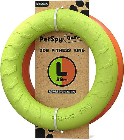 PetSpy Dog Ring Toy – Flying Ring for Outdoor Play, Floating Training & Fetch Toy for Throwing, Catching & Chewers – Durable EVA Flying Disc for Small, Medium & Large Dogs - size: Large, style: 2 Rings