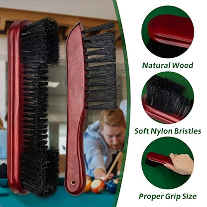 Adhafera Pool Table Brush Cleaner Kit, Brush Made of Pure Solid Wood and Nylon Bristle, Snooker Accessories for Snooker Table - color: Burgundy-3-tool