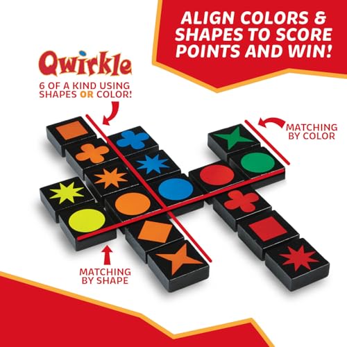 MindWare Qwirkle with Trays Board Game for Kids Ages 6+ Strategy Tile Game for Family Game Night 2-4 Players with 108 Wooden Tiles and 4 Trays - style: Qwirkle with Trays