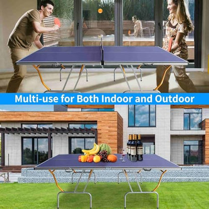 Portable Midsize Table Tennis Set with 2 Paddles, Net, and 3 Balls - Easy Storage, Foldable Design, 96x48x30 Inches, Heavy Duty Aluminum Frame, Instant Setup